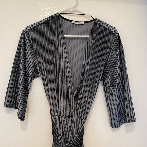 ZARA GRAY BLUE VELOUR JUMPSUIT - Picture 7 of 10